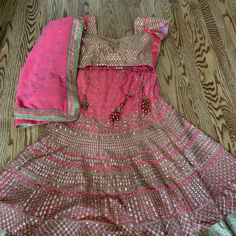 Pink and gold Lehenga Choli